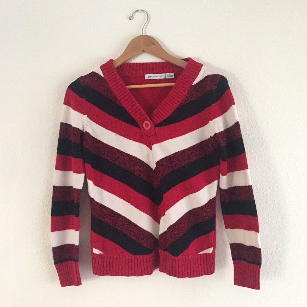 Liz Claiborne Red Striped Sweater Size M